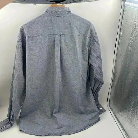 J. Crew Men's large 100% Cotton Button Down Shirt Blue White mini check - Picture 6 of 7